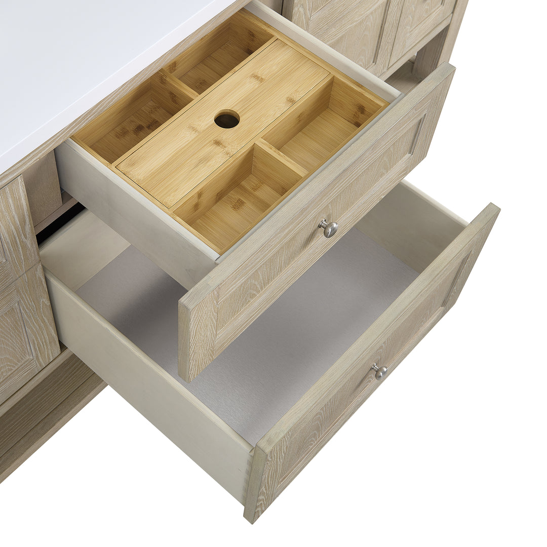 Breckenridge 72" Double Vanity, Whitewashed Oak w/ 3 CM Eternal Jasmine Pearl Silestone Top