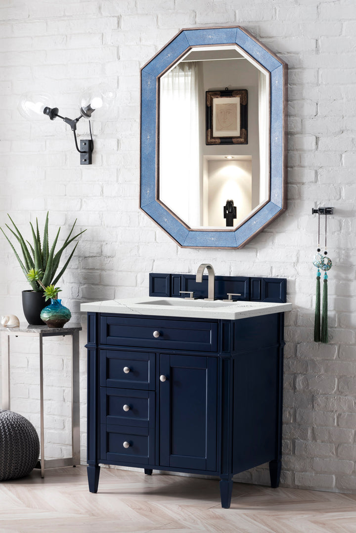 Brittany 30" Single Vanity, Victory Blue w/ 3 CM Ethereal Noctis Silestone Top