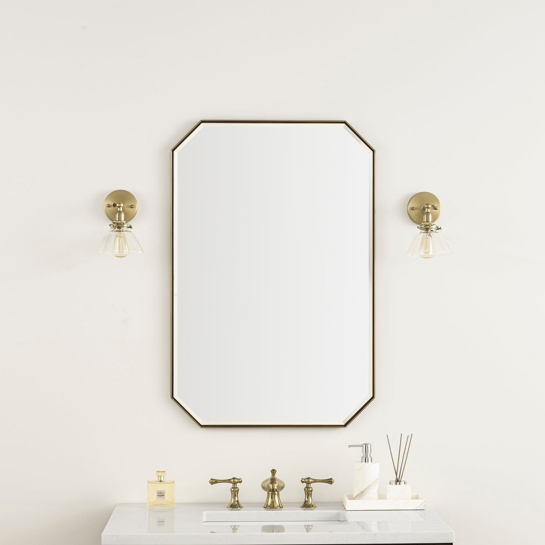 Rohe 24" Octagonal Mirror, Champagne Brass