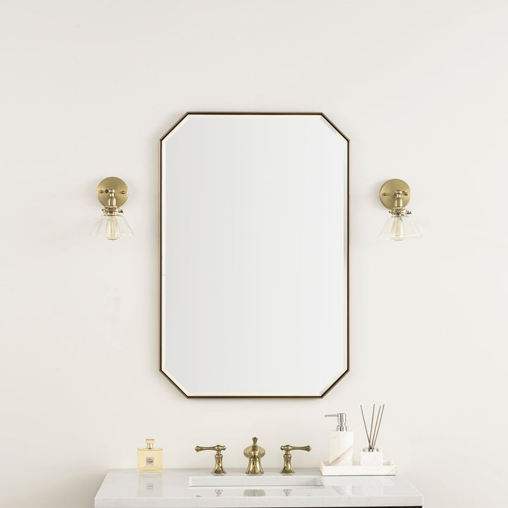 Rohe 24" Octagonal Mirror, Champagne Brass