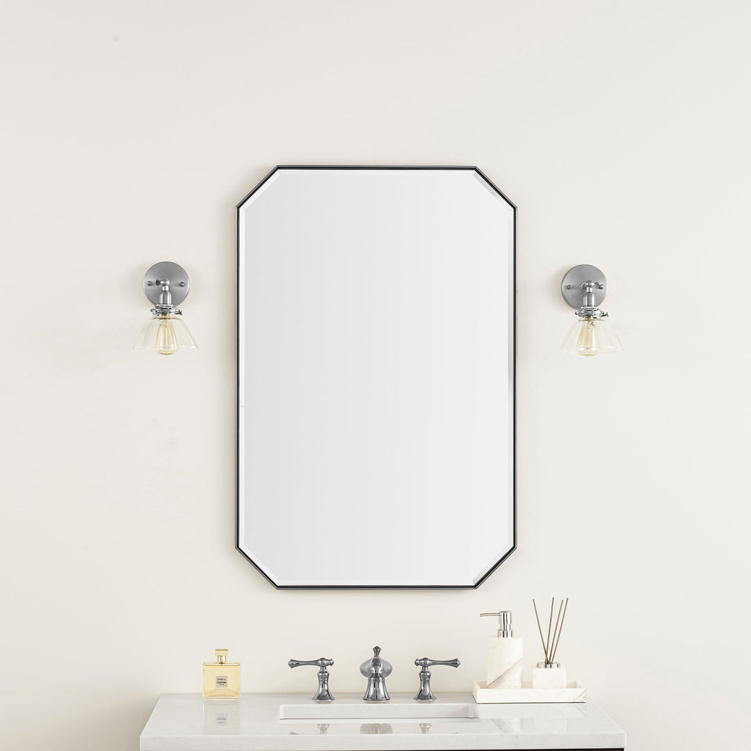 Rohe 24" Octagonal Mirror, Satin Nickel