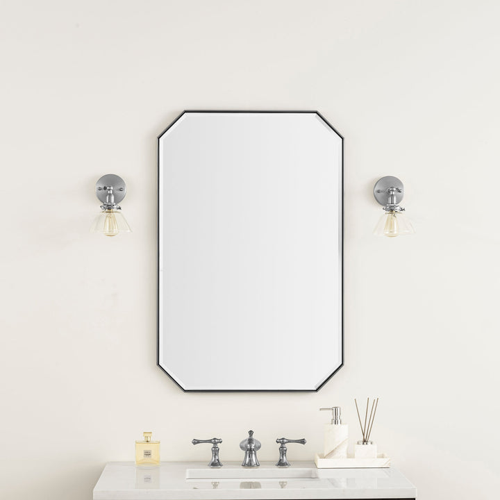 Rohe 24" Octagonal Mirror, Satin Nickel