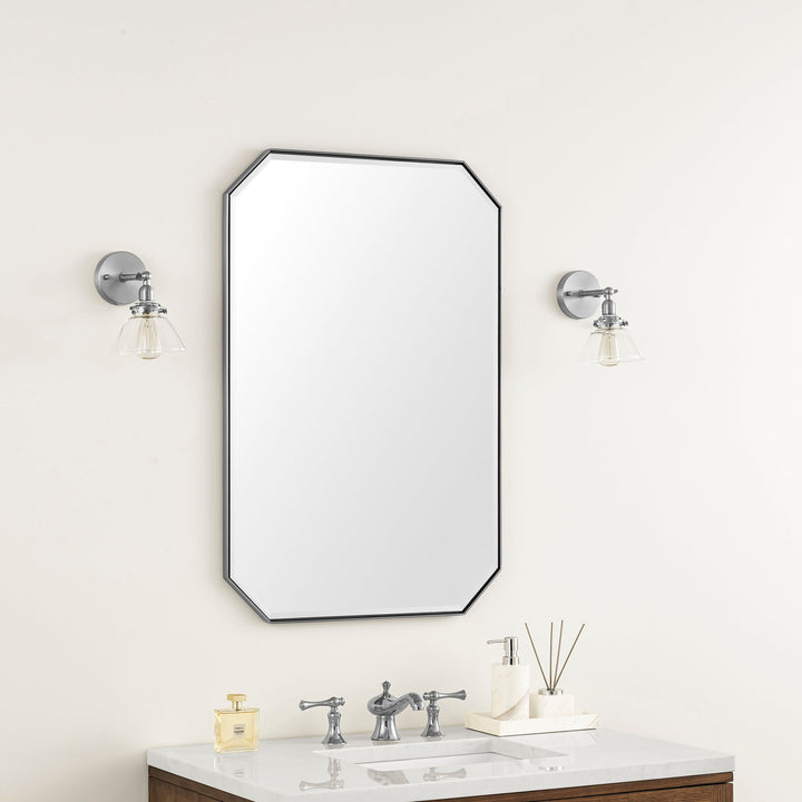 Rohe 24" Octagonal Mirror, Satin Nickel