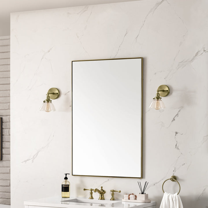 Rohe 26" Rectangular Mirror, Champagne Brass