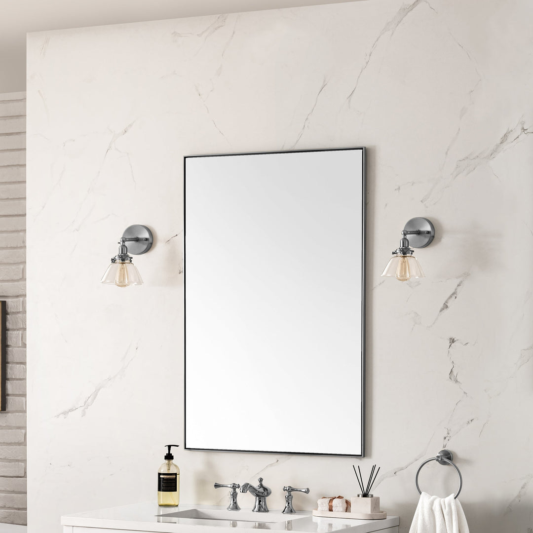Rohe 26" Rectangular Mirror, Satin Nickel