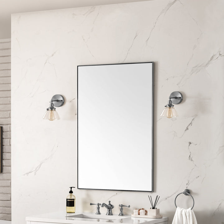 Rohe 26" Rectangular Mirror, Satin Nickel