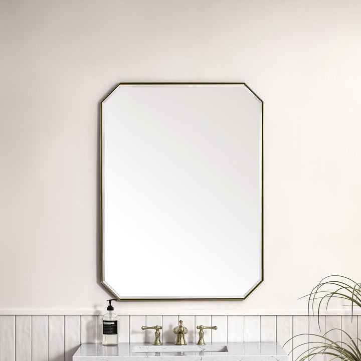 Rohe 30" Octagonal Mirror, Champagne Brass