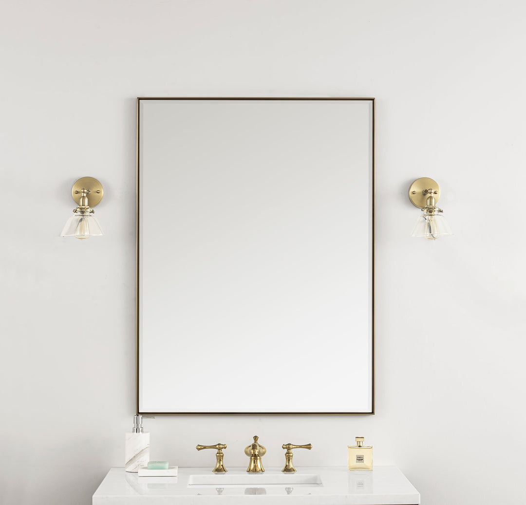 Rohe 30" Rectangular Mirror, Champagne Brass