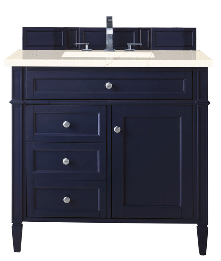 Brittany 36" Single Vanity, Victory Blue w/ 3 CM Eternal Marfil Silestone Top