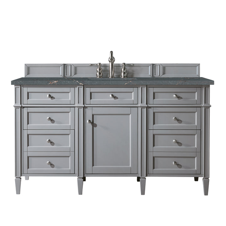 Brittany 60" Single Vanity, Urban Gray w/ 3 CM Parisien Bleu Silestone Top
