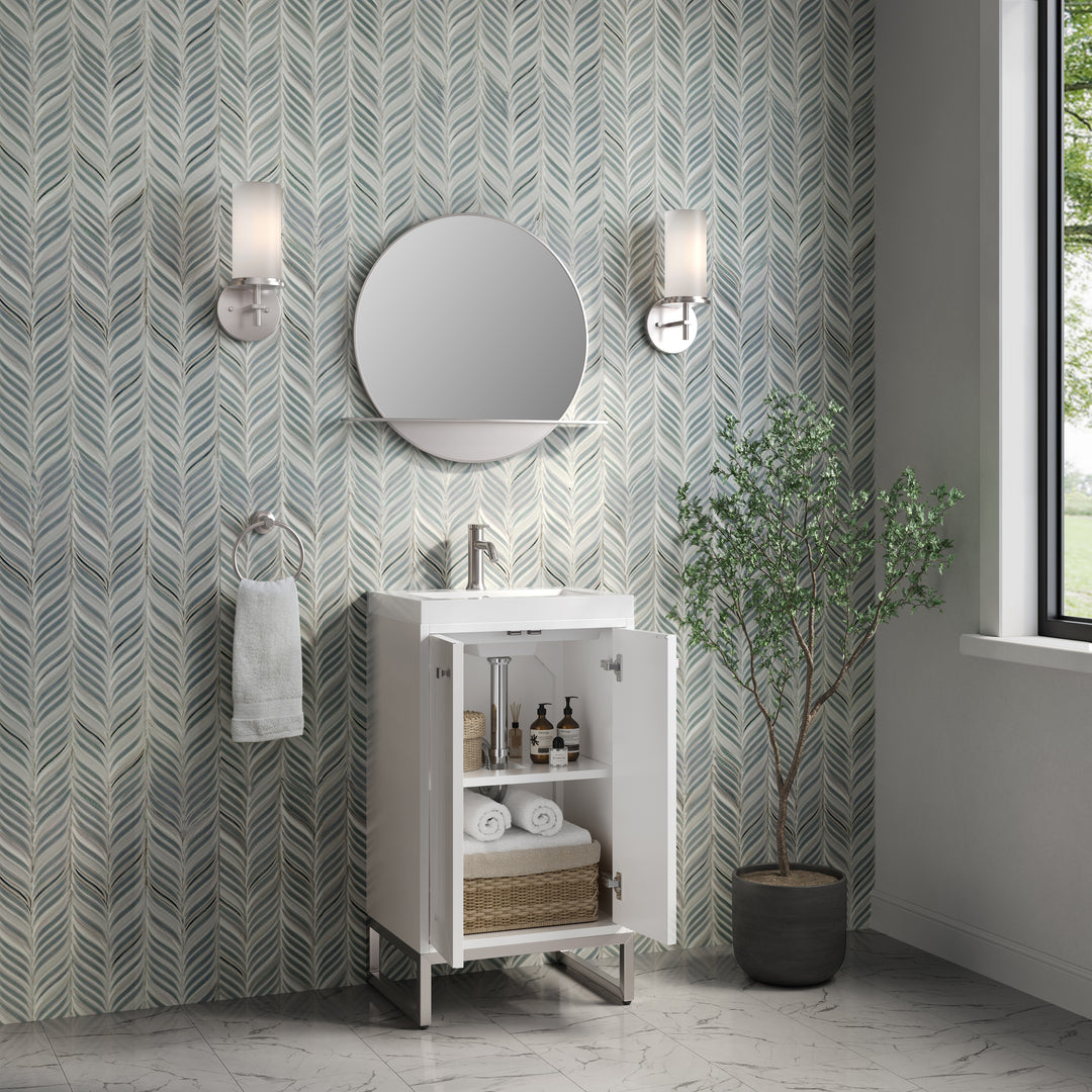 Chianti 20" Single Vanity, Glossy White, Brushed Nickel, w/ White Glossy Composite Stone Top