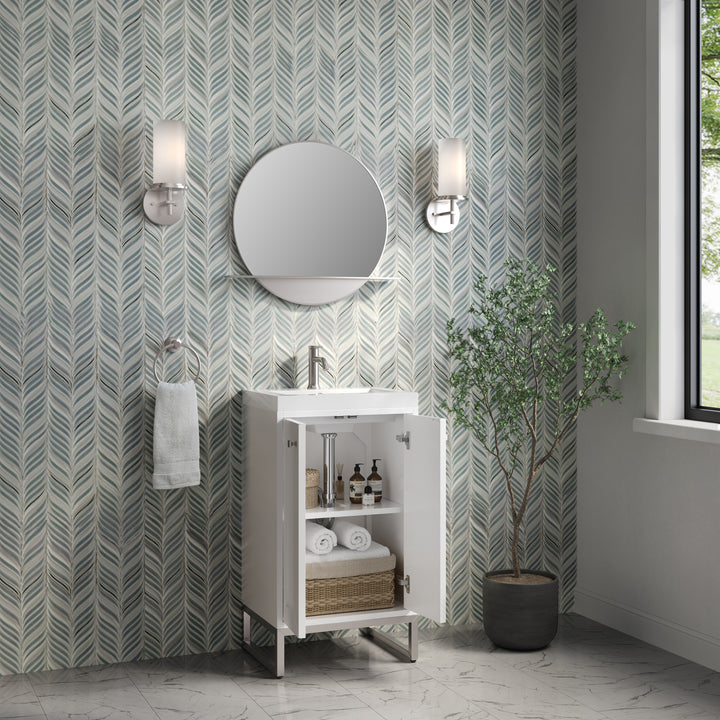 Chianti 20" Single Vanity, Glossy White, Brushed Nickel, w/ White Glossy Composite Stone Top