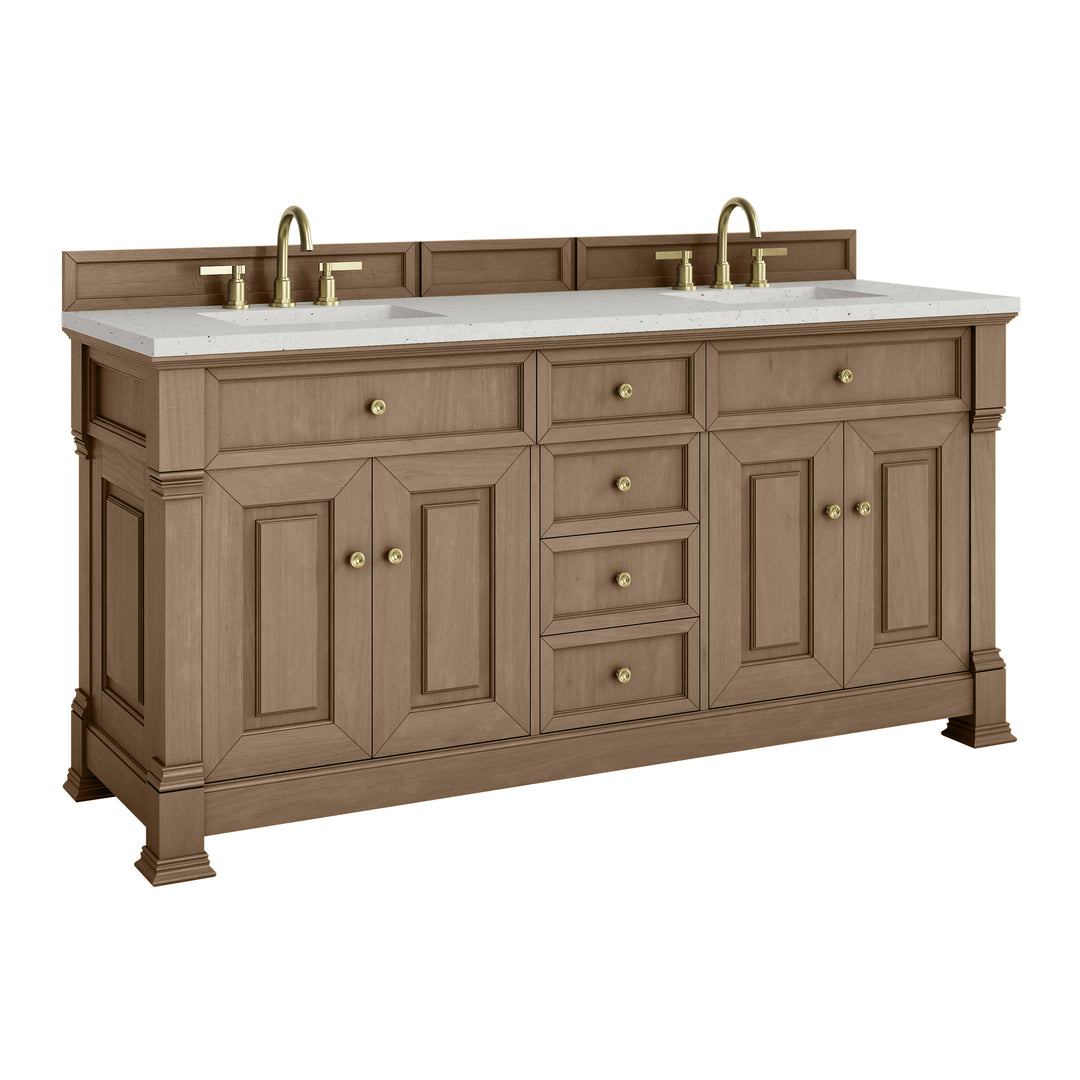 Brookfield 72" Double Vanity, Pecan w/ 3 CM Lime Delight Silestone® Top