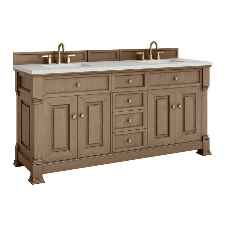 Brookfield 72" Double Vanity, Pecan w/ 3 CM Lime Delight Silestone® Top