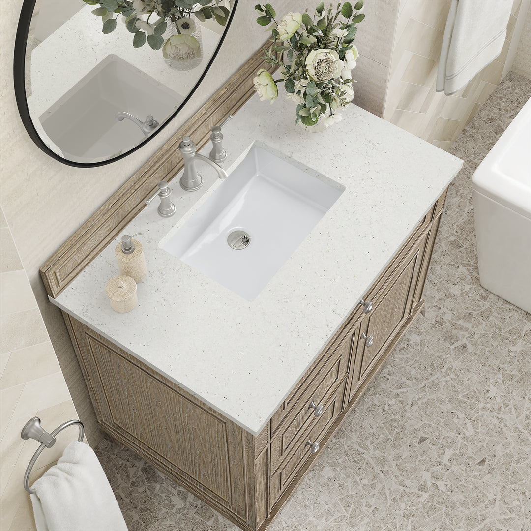 Lorelai 36" Single Vanity, Whitewashed Oak w/ 3 CM Lime Delight Silestone Top