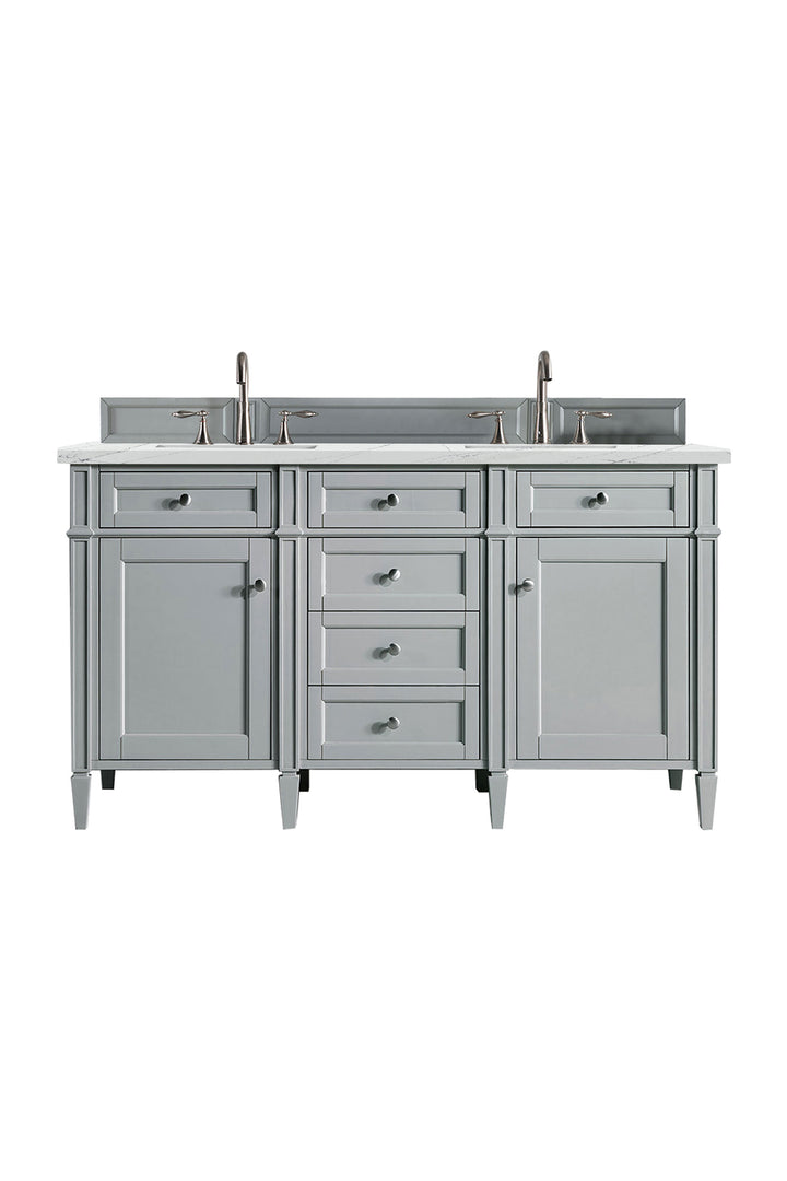 Brittany 60" Double Vanity, Urban Gray w/ 3 CM Ethereal Noctis Silestone Top