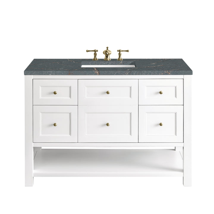 Breckenridge 48" Single Vanity, Bright White w/ 3 CM Parisien Bleu Top