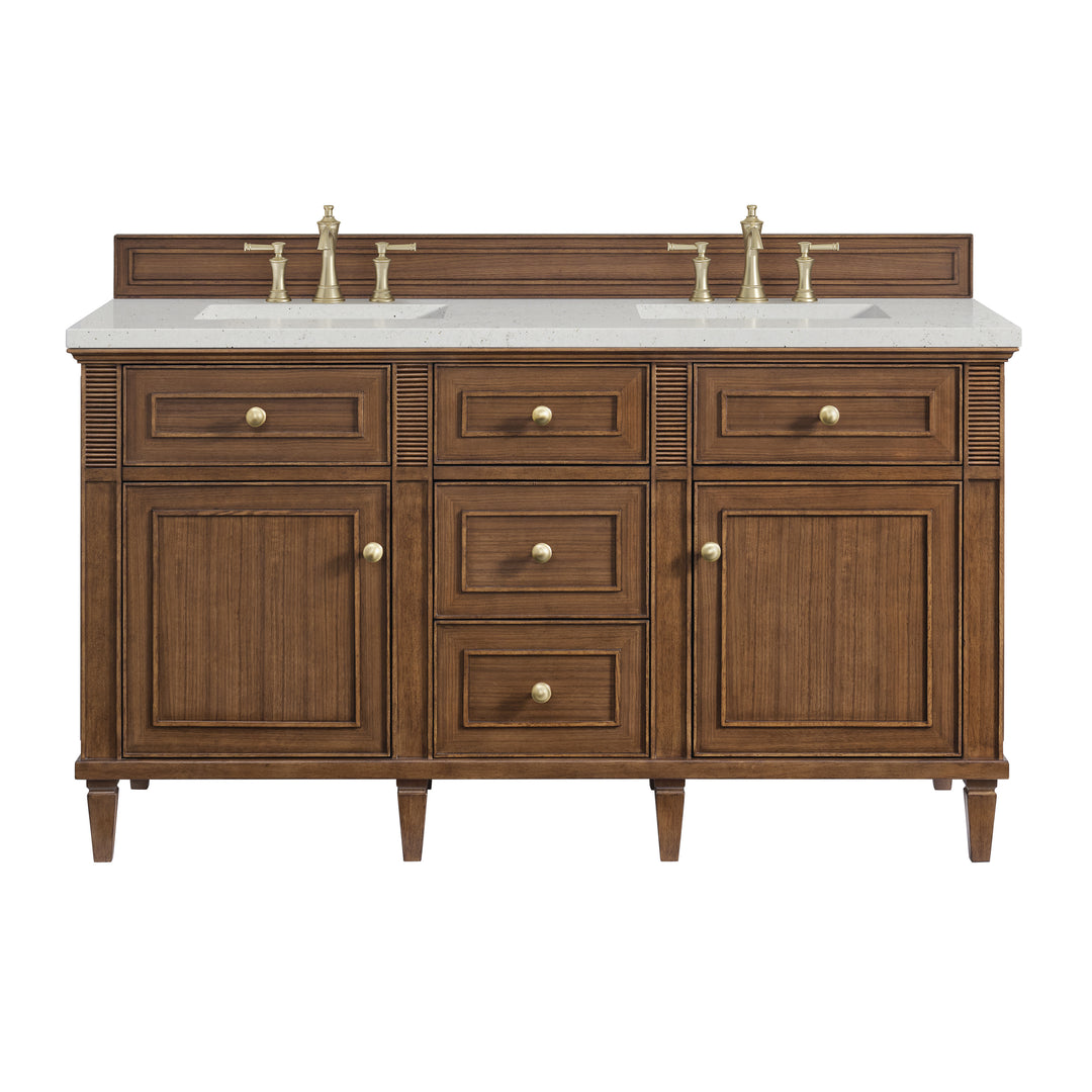 Lorelai 60" Double Vanity, Mid-Century Walnut w/ 3 CM Lime Delight Silestone Top