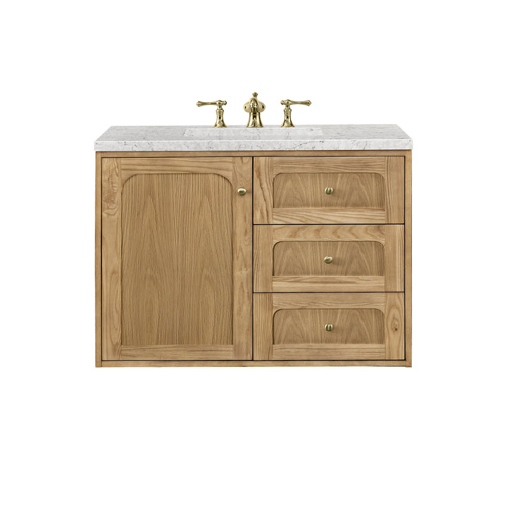 Laurent 36" Single Vanity, Light Natural Oak w/ 3 CM Eternal Jasmine Pearl Top