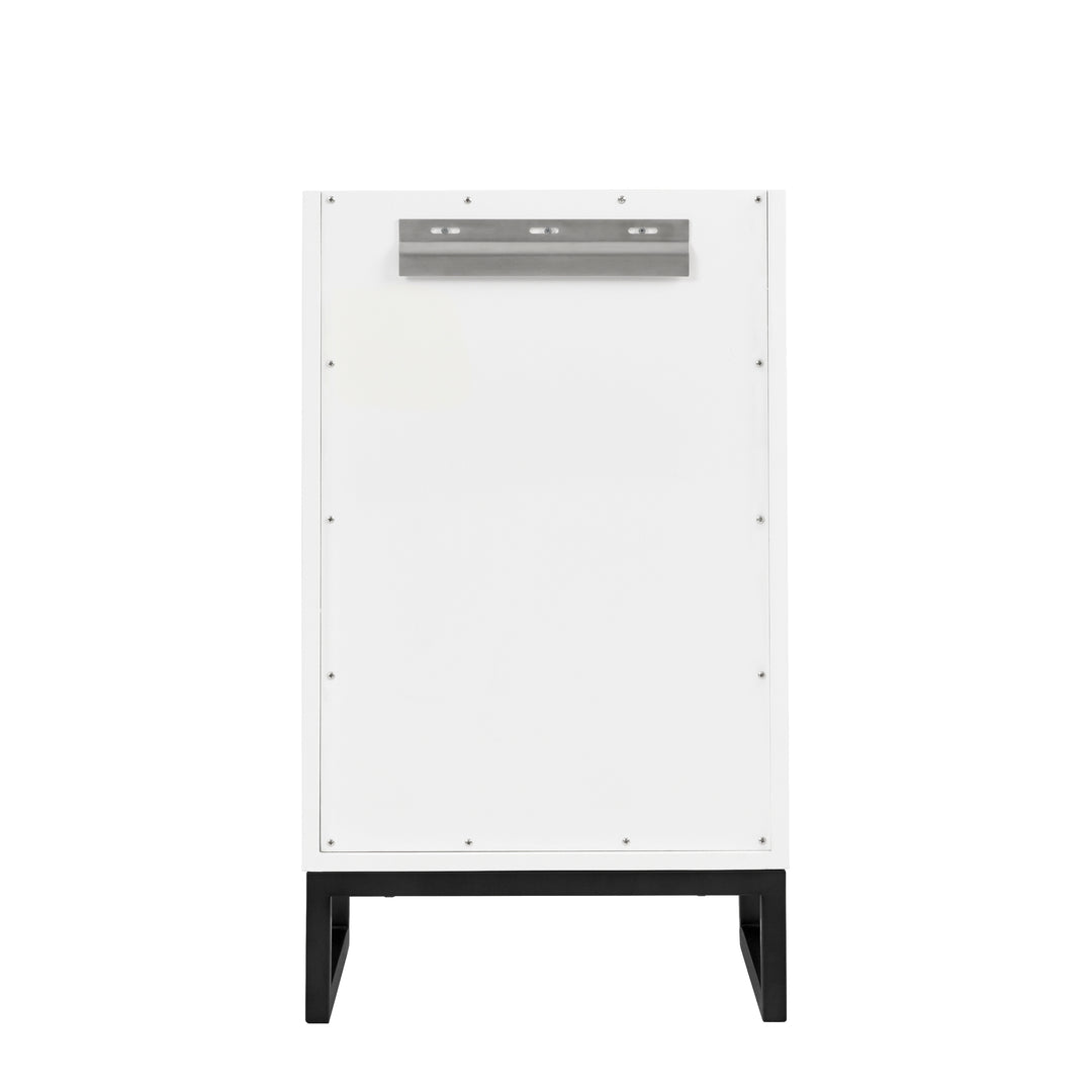 Chianti 20" Single Vanity, Glossy White, Matte Black, w/ White Glossy Composite Stone Top