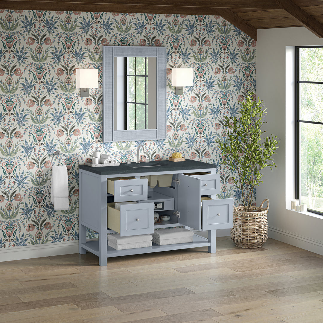 Breckenridge 48" Single Vanity, Serenity Blue, w/ 3 CM Charcoal Soapstone Quartz Top