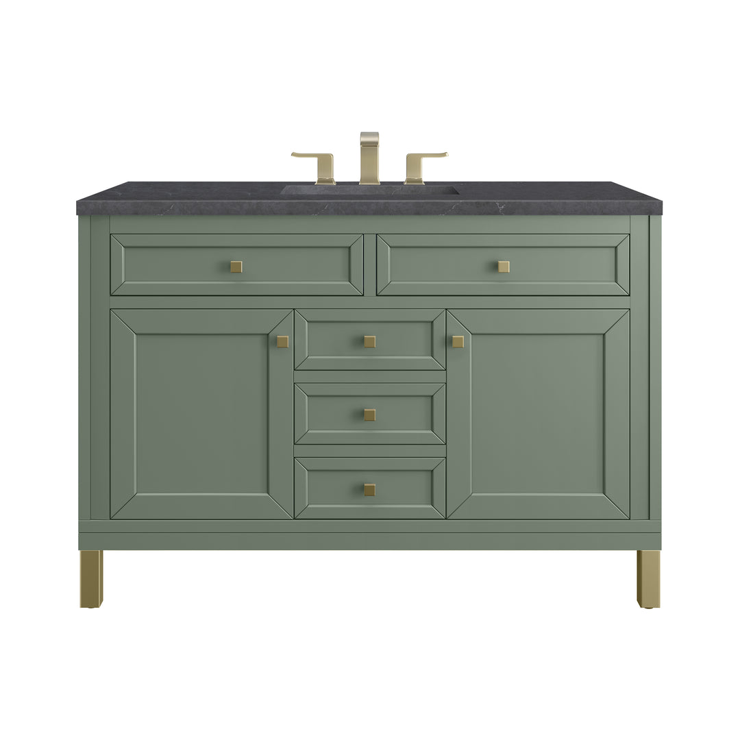 Chicago 48" Single Vanity, Smokey Celadon, w/ 3 CM Charcoal Soapstone Silestone® Top