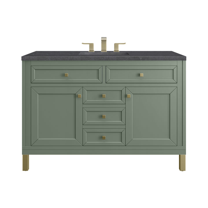 Chicago 48" Single Vanity, Smokey Celadon, w/ 3 CM Charcoal Soapstone Silestone® Top