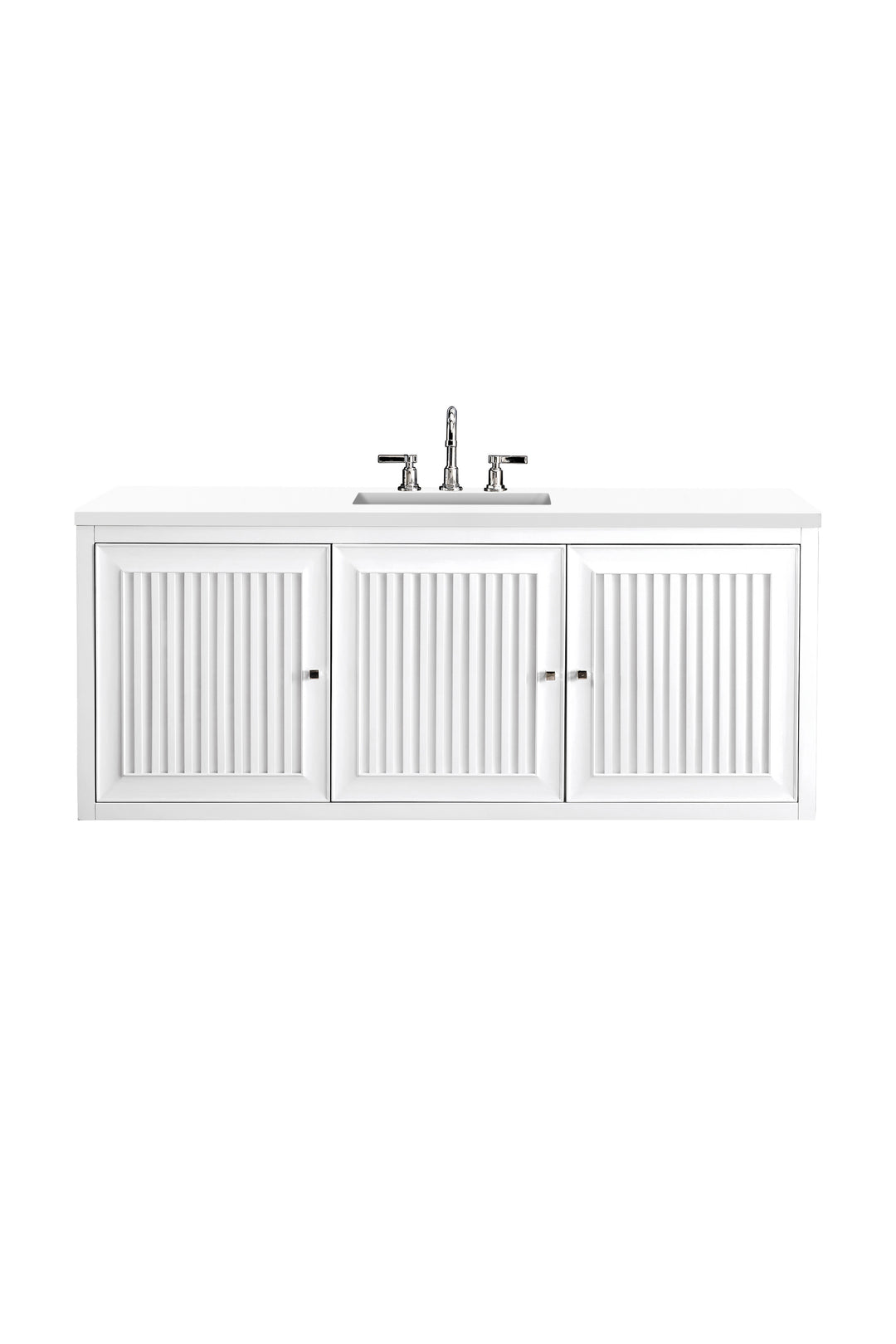 Athens 60" Single Vanity, Glossy White w/ 3 CM White Zeus Silestone Top