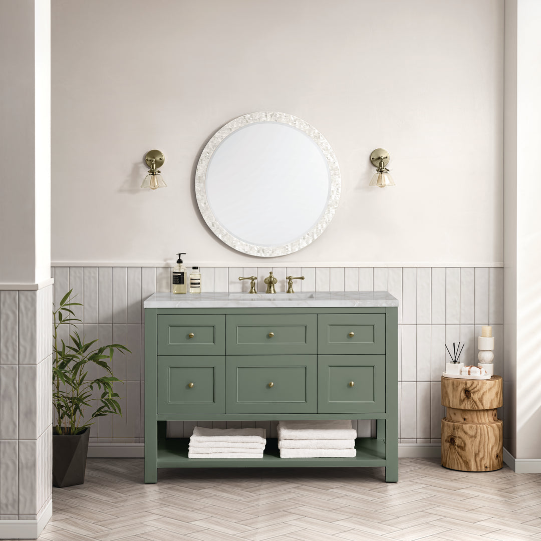 Breckenridge 48" Single Vanity, Smokey Celadon w/ 3 CM Victorian Silver Top