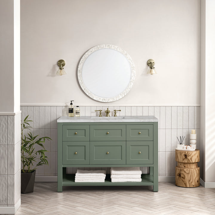 Breckenridge 48" Single Vanity, Smokey Celadon w/ 3 CM Victorian Silver Top