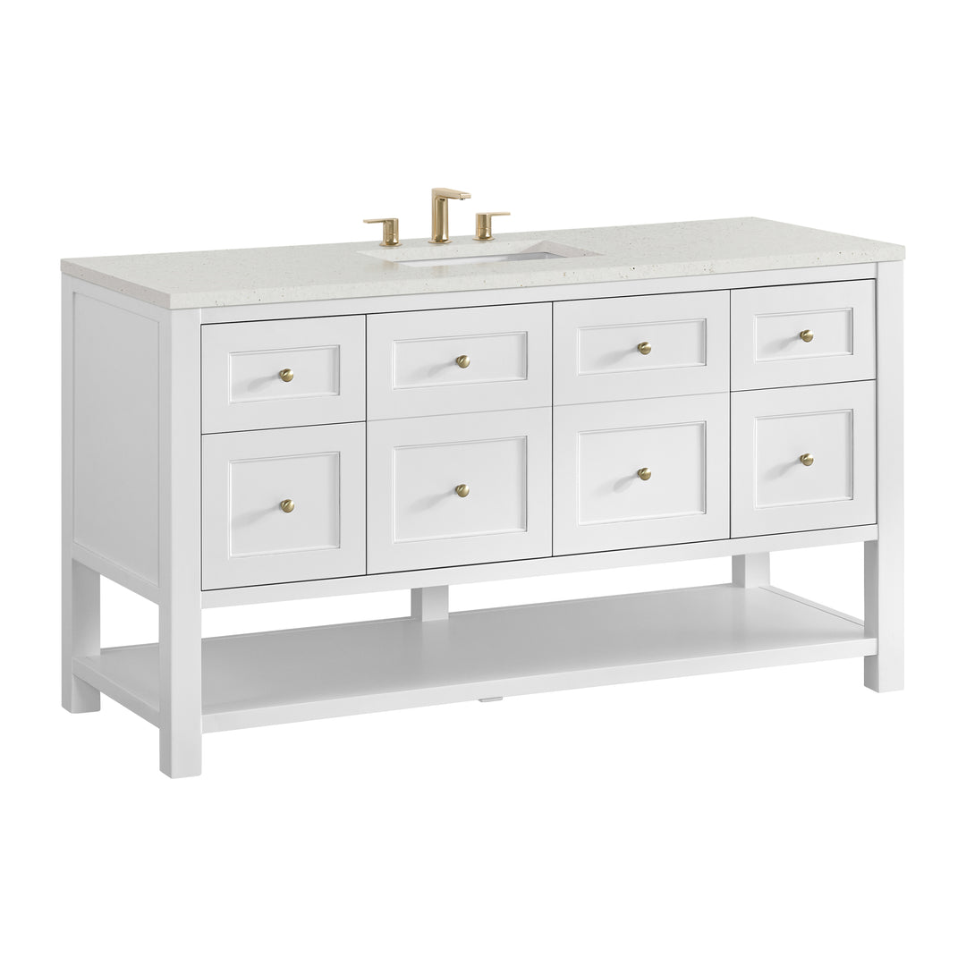 Breckenridge 60" Single Vanity, Bright White, w/ 3 CM Lime Delight Quartz Top