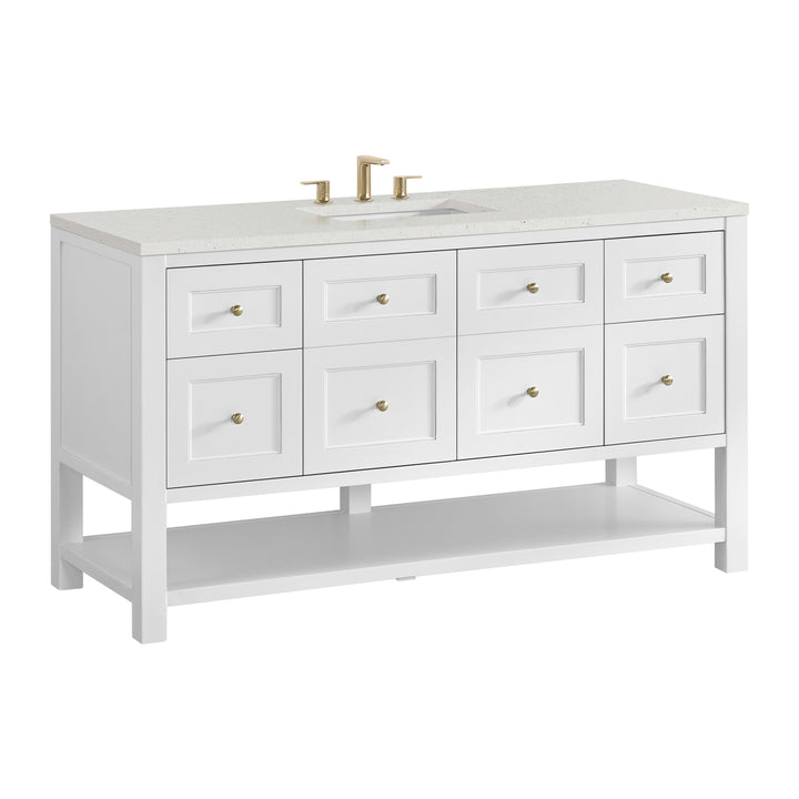 Breckenridge 60" Single Vanity, Bright White, w/ 3 CM Lime Delight Quartz Top