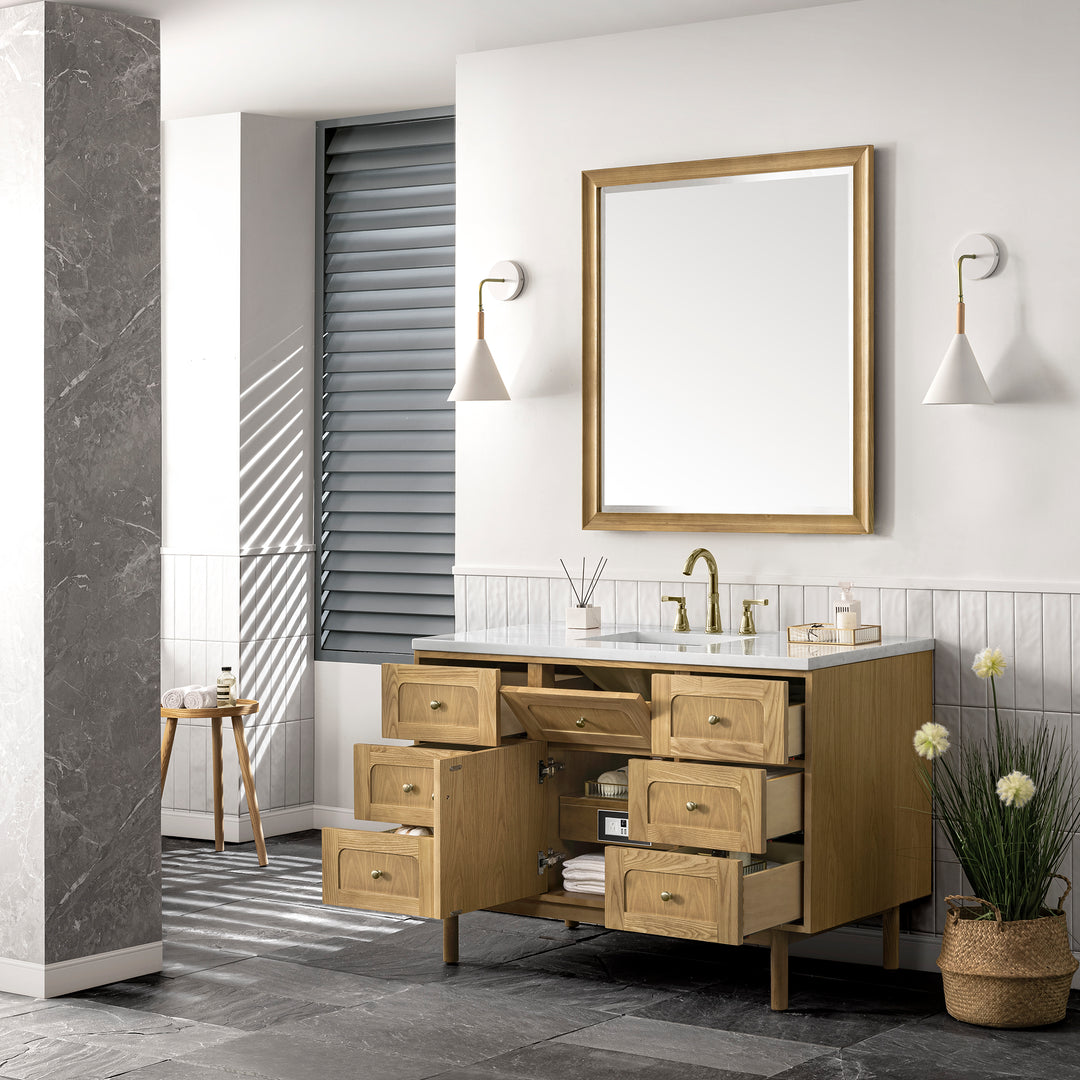 Laurent 48" Single Vanity, Light Natural Oak w/ 3 CM Arctic Fall Top
