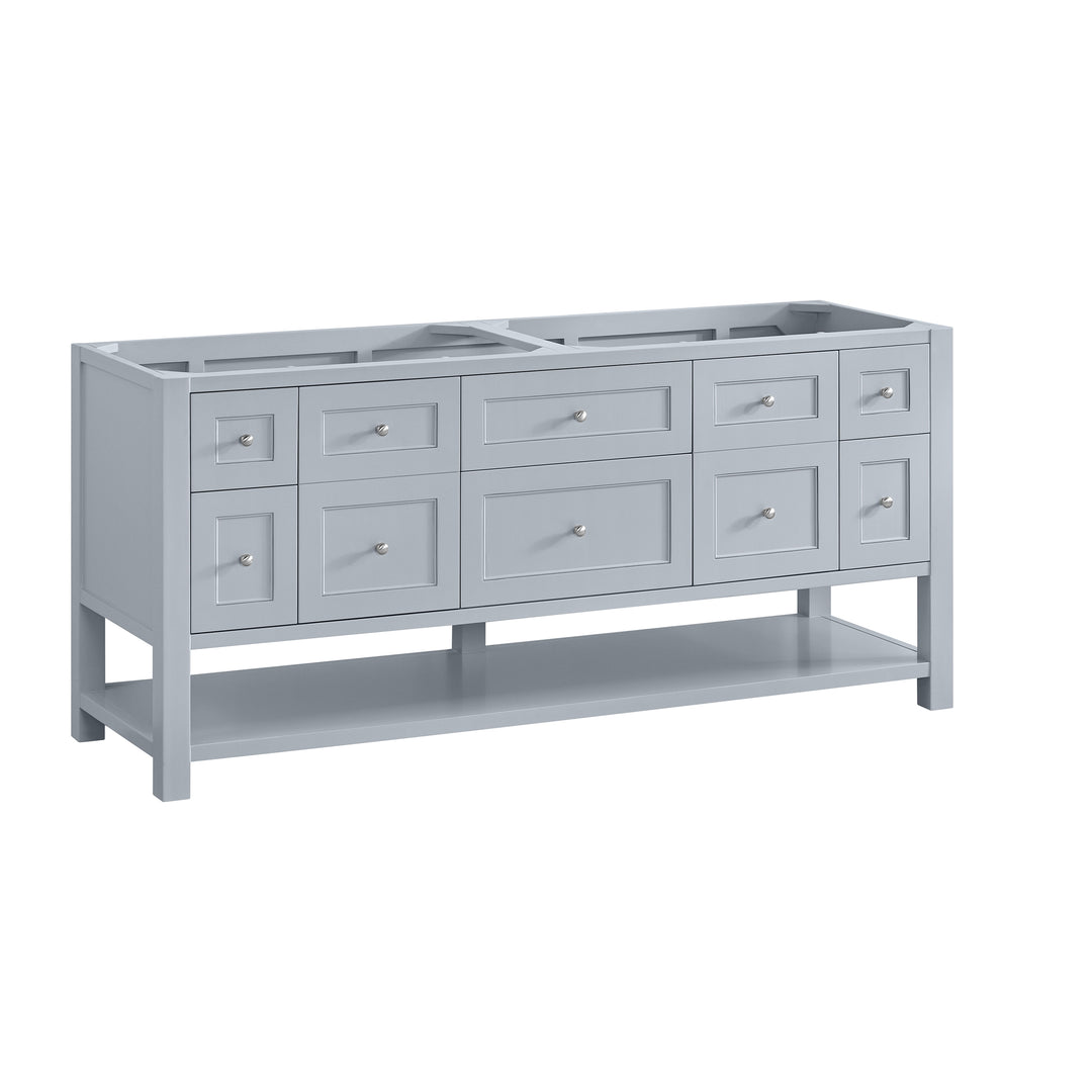 Breckenridge 72" Double Vanity, Serenity Blue, w/ 3 CM Carrara Marble Top