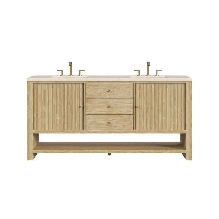 Marigot 72" Double Vanity, Sunwashed Oak w/ 3 CM Eternal Marfil Silestone Top