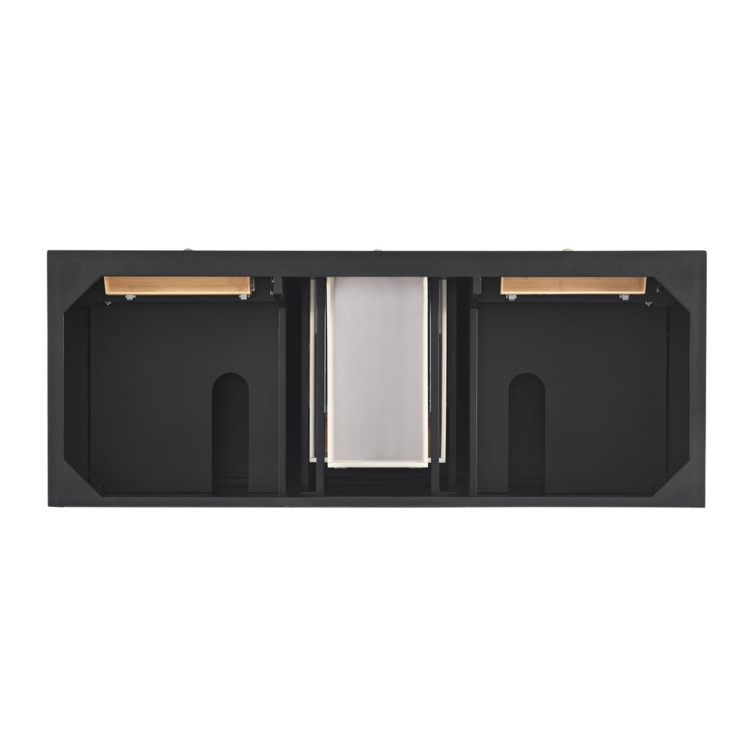 Lorelai 60" Double Vanity, Black Onyx w/ 3 CM Victorian Silver Silestone Top w/FreePower Wireless Charger