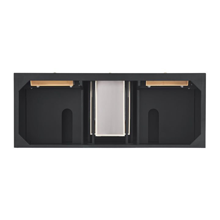 Lorelai 60" Double Vanity, Black Onyx w/ 3 CM Victorian Silver Silestone Top w/FreePower Wireless Charger