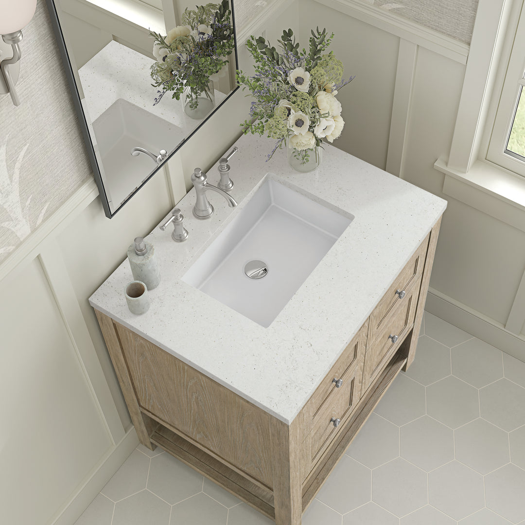 Breckenridge 30" Single Vanity, Whitewashed Oak w/ 3 CM Lime Delight Silestone Top