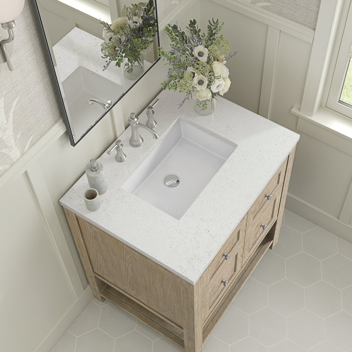 Breckenridge 30" Single Vanity, Whitewashed Oak w/ 3 CM Lime Delight Silestone Top