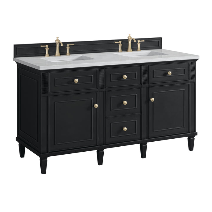 Lorelai 60" Double Vanity, Black Onyx w/ 3 CM Arctic Fall Solid Surface Top