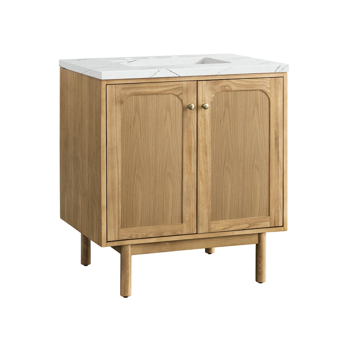 Laurent 30" Single Vanity, Light Natural Oak w/ 3 CM Ethereal Noctis Top