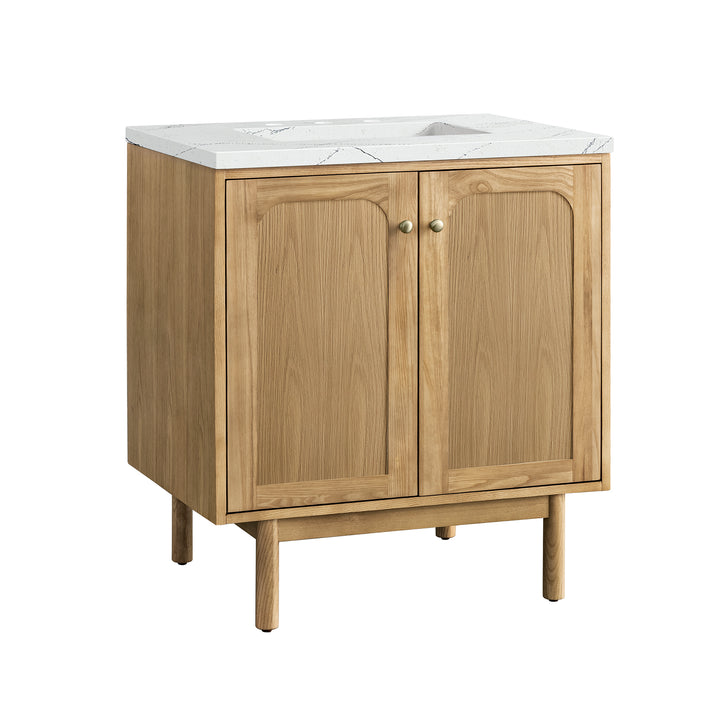 Laurent 30" Single Vanity, Light Natural Oak w/ 3 CM Ethereal Noctis Top