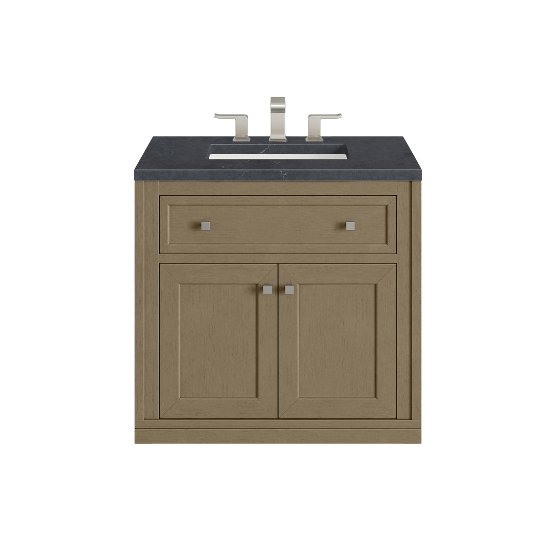 Chicago 30" Single Vanity, Walnut Whisper, w/ 3 CM Charcoal Soapstone Silestone® Top