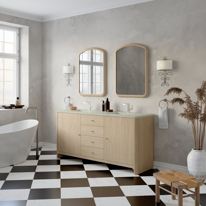 Gracyn 72" Double Vanity, Coastal Driftwood, w/ 3 CM Victorian Silver Quartz Top