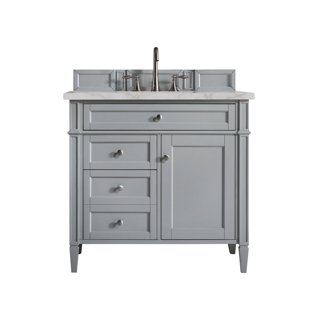 Brittany 36" Single Vanity, Urban Gray w/ 3 CM Victorian Silver Silestone Top