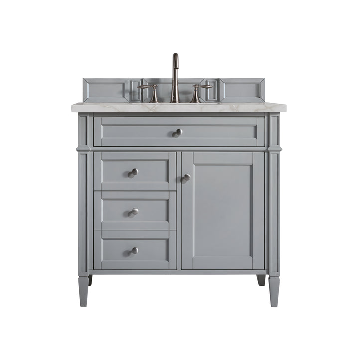 Brittany 36" Single Vanity, Urban Gray w/ 3 CM Victorian Silver Silestone Top