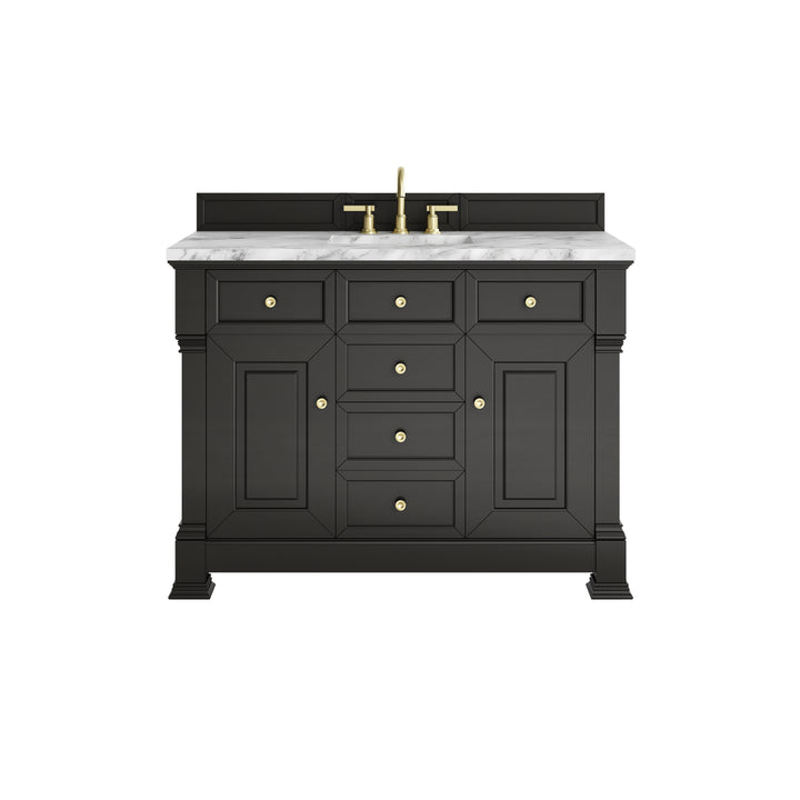 Brookfield 48" Single Vanity, Black Onyx w/3 CM Carrara White Marble Top