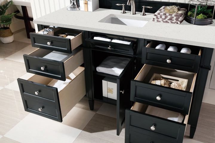 Brittany 60" Single Vanity, Black Onyx w/ 3 CM Lime Delight Silestone Top