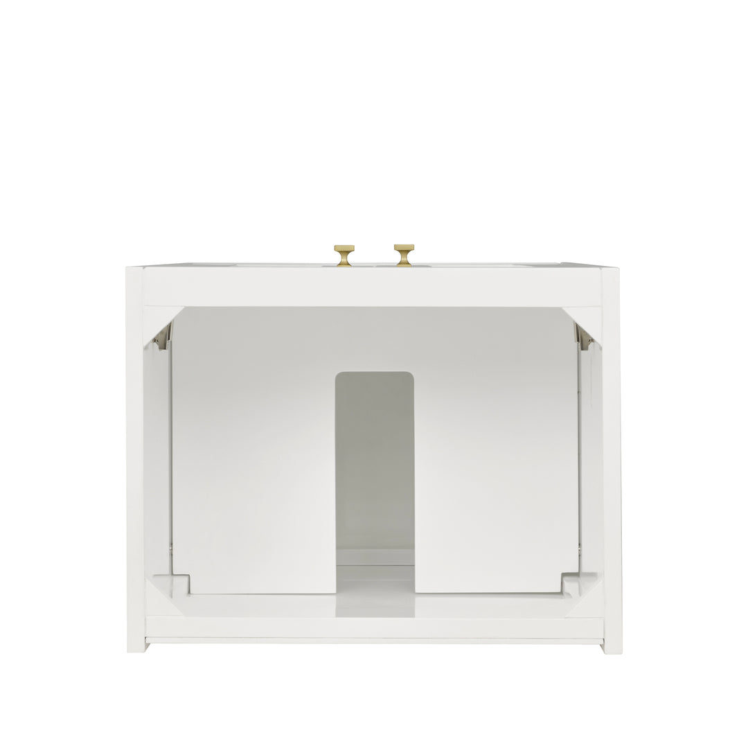 Chianti 20" Single Cabinet, Glossy White, Champagne Brass