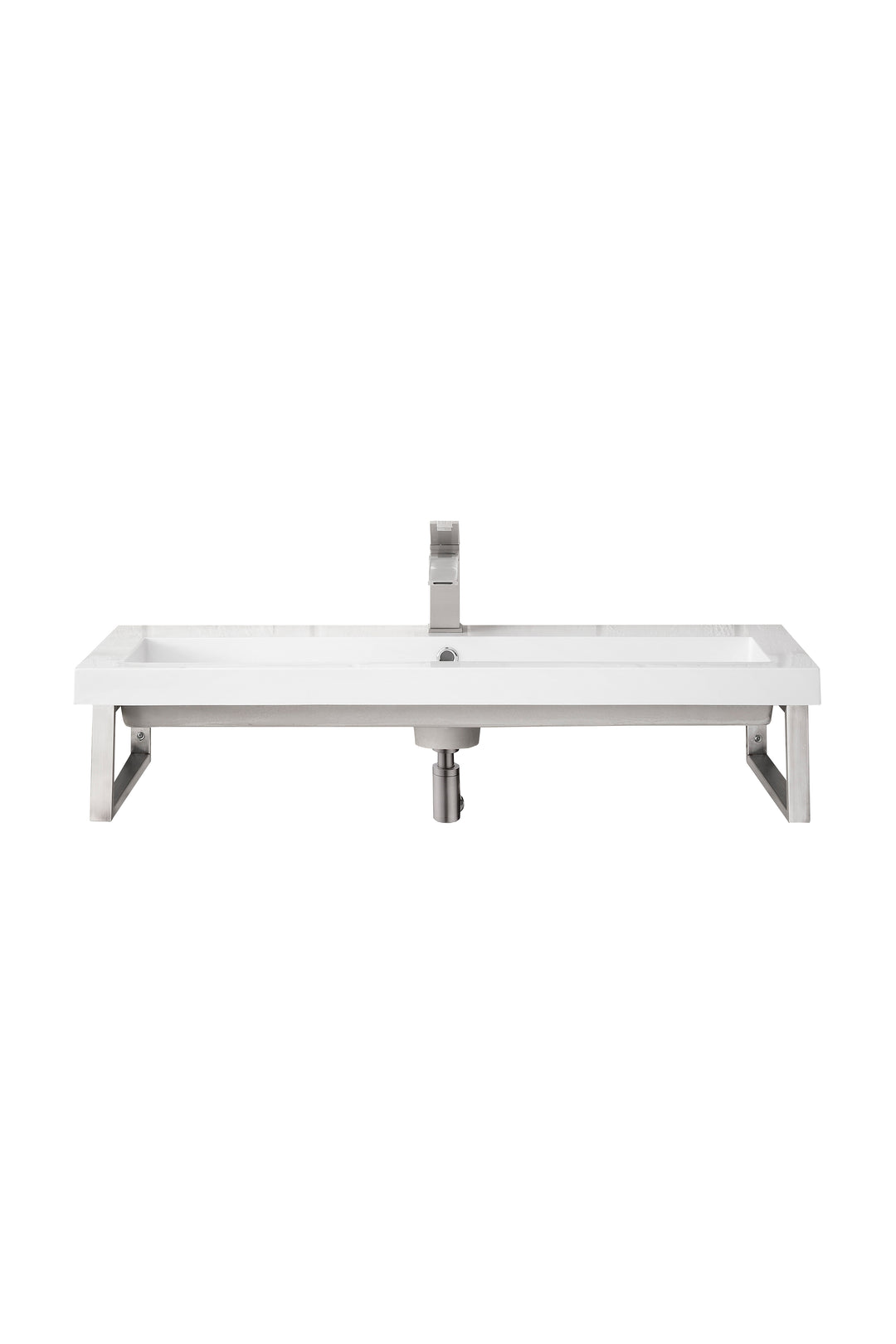 Two Boston 15.25" Wall Brackets, Brushed Nickel w/ 39.5" White Glossy Composite Stone Top